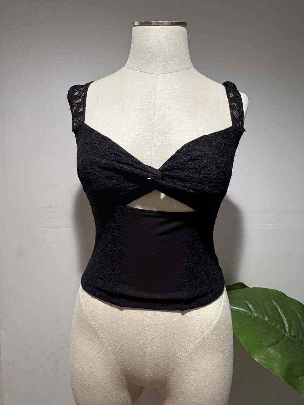 Black Lace Cutout Tank Top